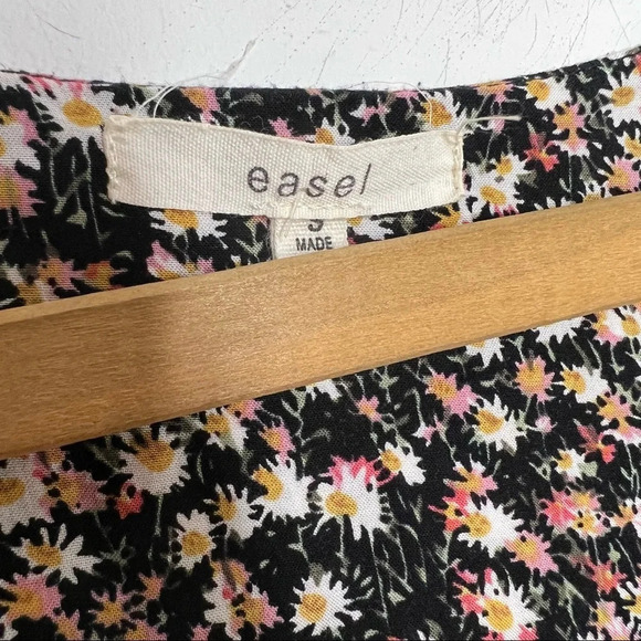 EASEL Micro Floral Print Boho Cottagecore Tunic Tassel Tie Front Blouse - Picture 8 of 10